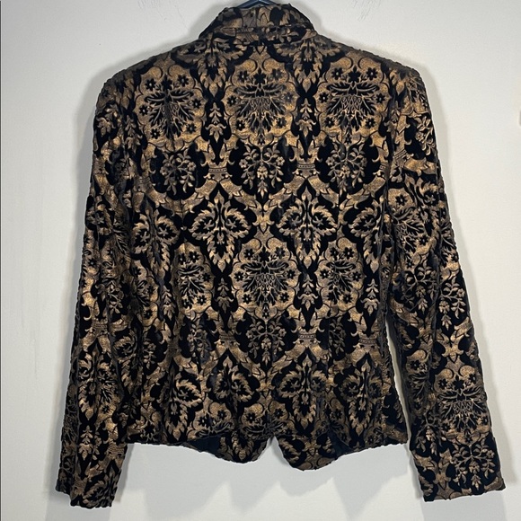Cartise Chic Black and Bronze Burnout Velvet Patterned Blazer - Picture 8 of 11